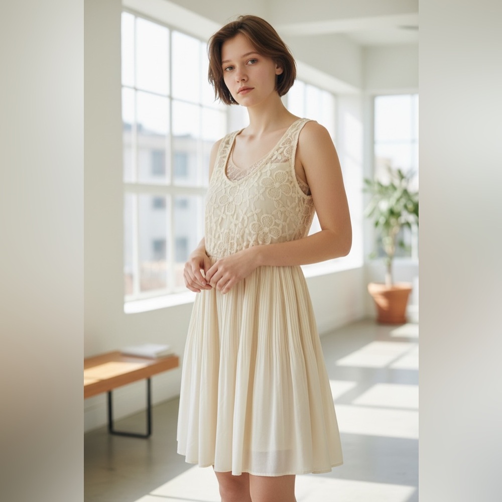 Monteau Cream Formal Dress with Elegant Detailing